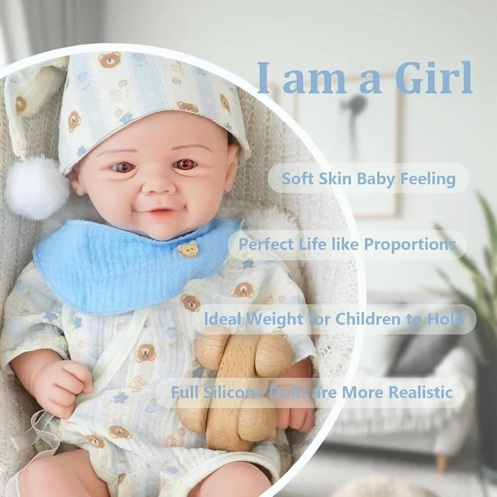 16.93Inch Full Silicone Reborn Baby Doll ivory Angelic Face Toddler Boy Doll